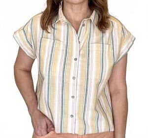 NEW MAHILA teo stripe blouse in pale yellow